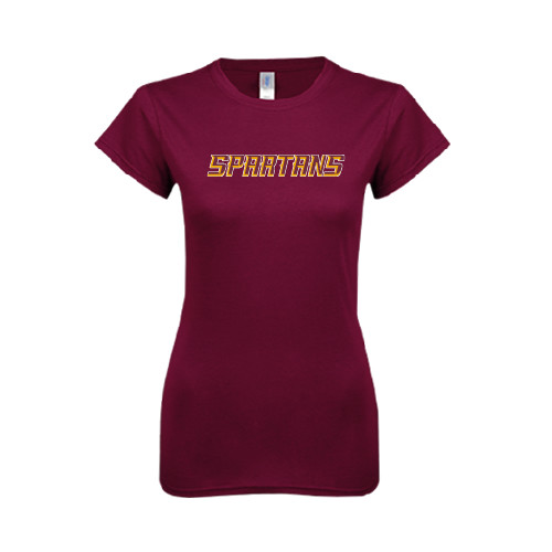  Next Level Womens Maroon Boyfriend Tee - Spartans Word Mark