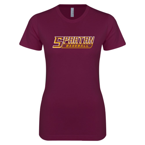  Next Level Womens Maroon Boyfriend Tee - Baseball