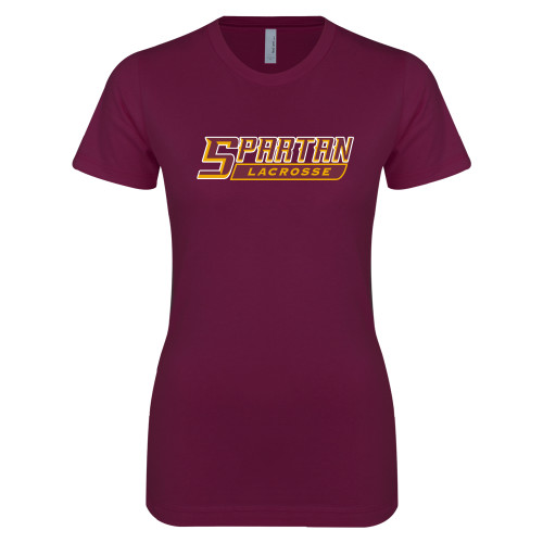  Next Level Womens Maroon Boyfriend Tee - Lacrosse