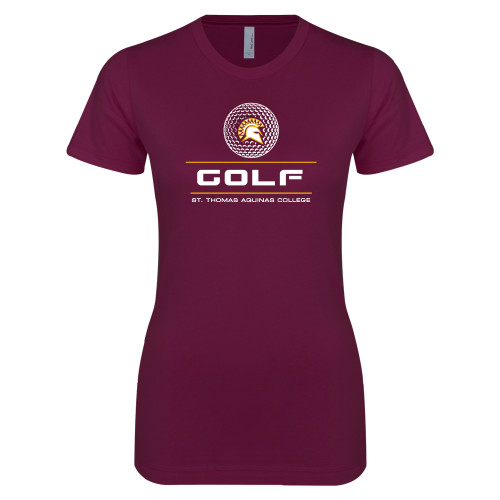  Next Level Womens Maroon Boyfriend Tee - St. Thomas Aquinas Golf Stacked