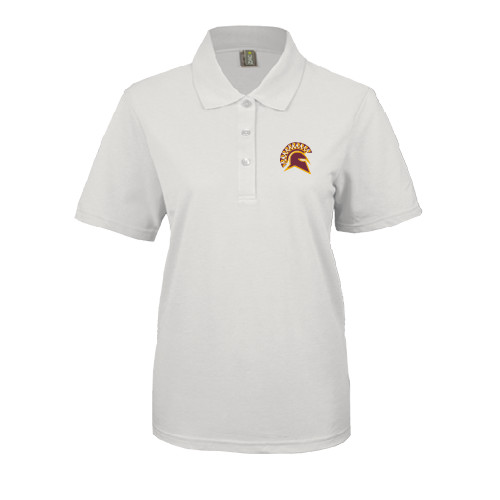  Womens Silk Touch White Pique Polo - Official Logo
