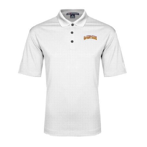  White Performance Fine Jacquard Polo - St. Thomas Aquinas Spartans Arched