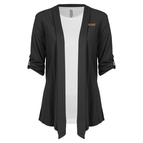  Womens Grey Drape Front Cardigan Sweater - Spartans Word Mark