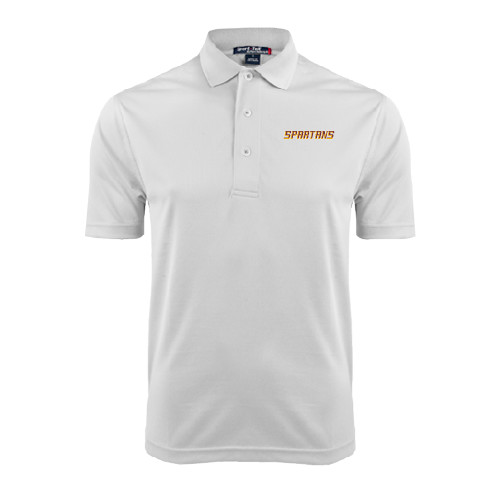  White Dry Mesh Polo - Spartans Word Mark