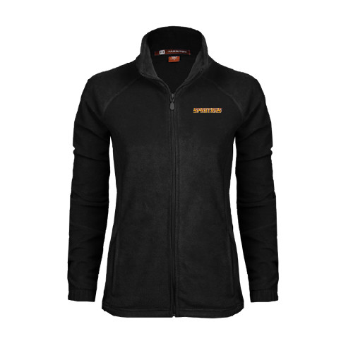  Womens Black Fleece Full Zip Jacket - Spartans Word Mark