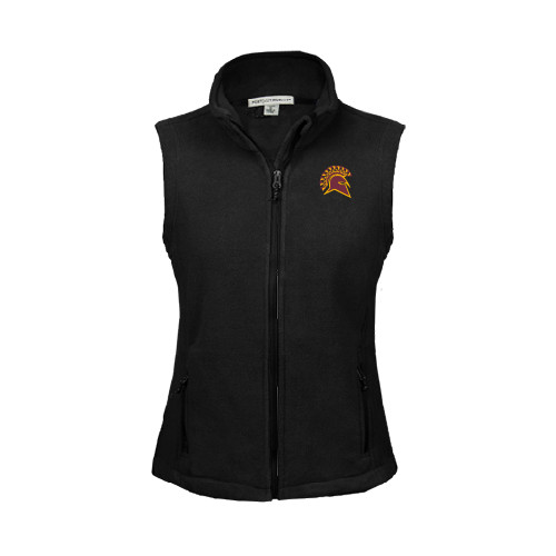  Womens Black Fleece Full Zip Vest - Official Logo