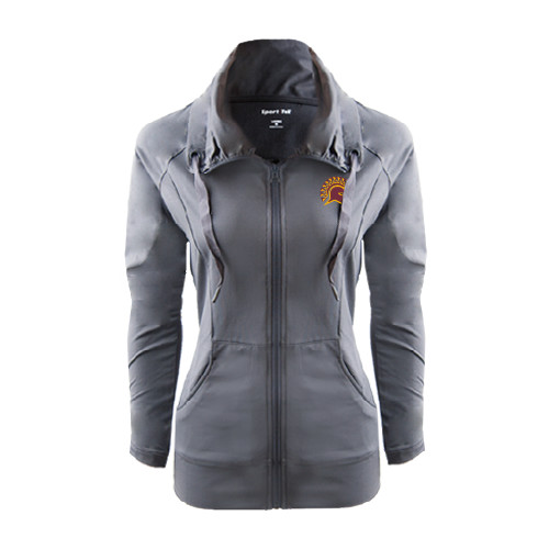  Womens Charcoal Sport Wick Stretch Full Zip Jacket - Official Logo