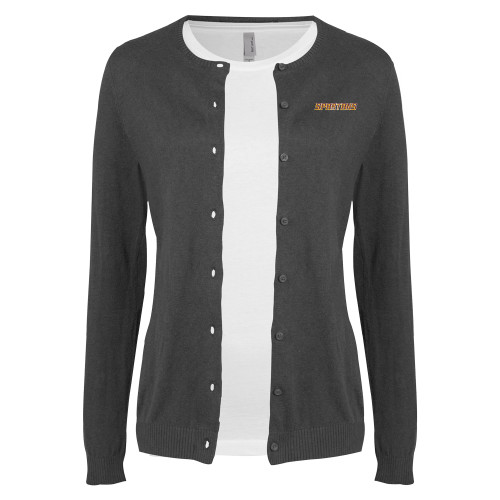  Womens Charcoal Cardigan Sweater - Spartans Word Mark