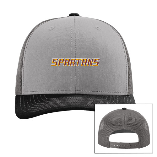  Richardson Grey/Charcoal/Black Trucker Hat - Spartans Word Mark