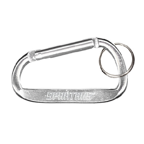  Silver Carabiner with Split Ring - Spartans Word Mark Engraved