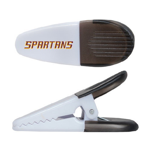  White Crocodile Clip/Magnet - Spartans Word Mark