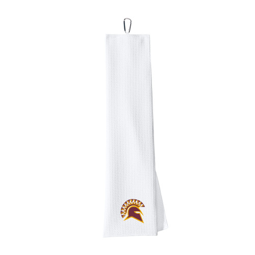  White Waffle Microfiber Golf Towel - Official Logo