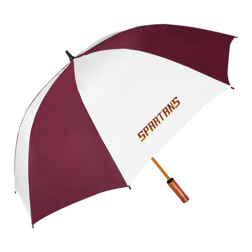  64 Inch Maroon/White Umbrella - Spartans Word Mark