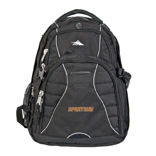  High Sierra Black Swerve Computer Backpack - Spartans Word Mark