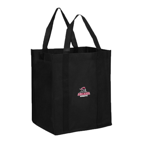  Non Woven Black Grocery Tote - Arcadia Knights Stacked