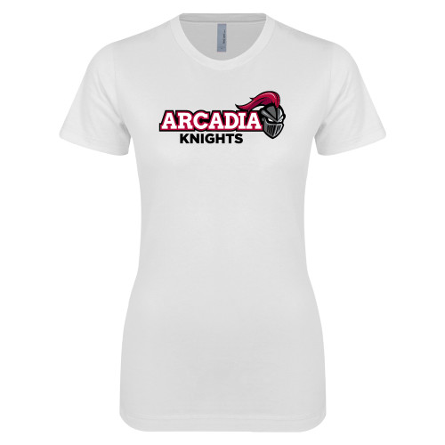  Next Level Womens White Boyfriend Tee - Official Logo