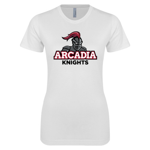  Next Level Womens White Boyfriend Tee - Arcadia Knights Stacked