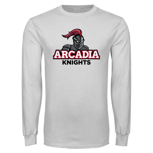  White Long Sleeve T Shirt - Arcadia Knights Stacked
