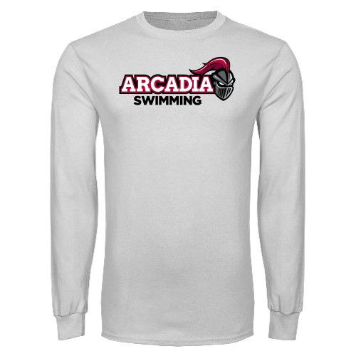  White Long Sleeve T Shirt - Swimming