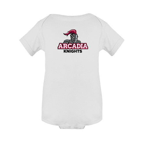  White Infant Onesie - Arcadia Knights Stacked