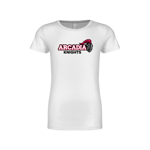  Next Level Girls White Fashion Fit T Shirt - Official Logo