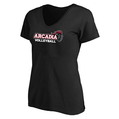  Womens Plus Black V Neck T Shirt - Volleyball