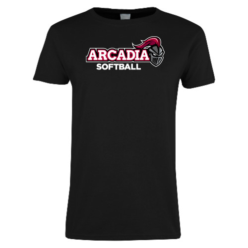  Womens Black Short Sleeve Tee - Softball
