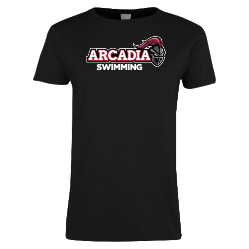  Womens Black Short Sleeve Tee - Swimming