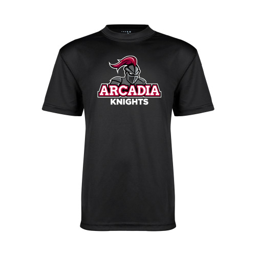  Youth Performance Black Tee - Arcadia Knights Stacked