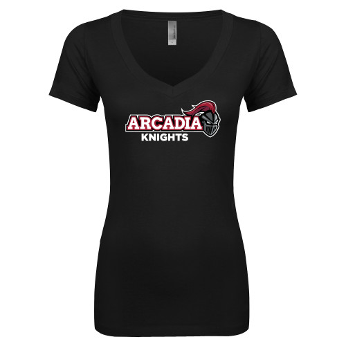  Next Level Womens Black Ideal V Tee - Official Logo