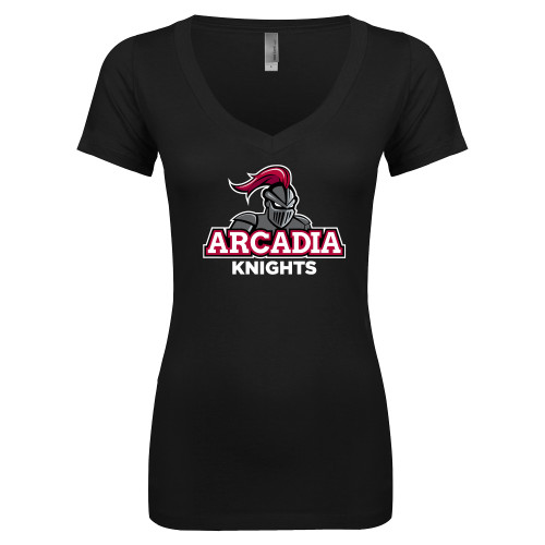  Next Level Womens Black Ideal V Tee - Arcadia Knights Stacked
