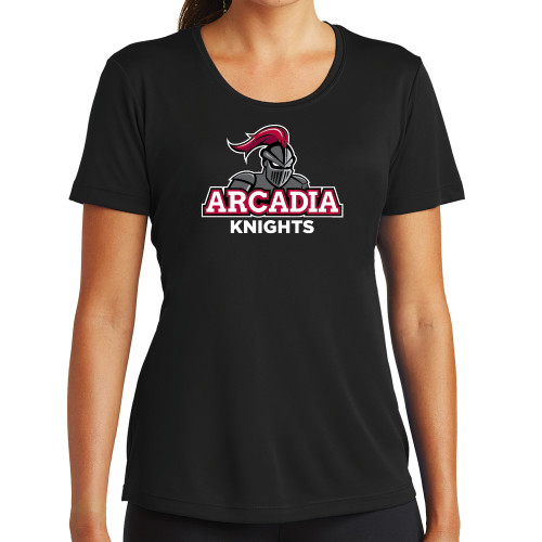  Womens Black Performance Tee - Arcadia Knights Stacked