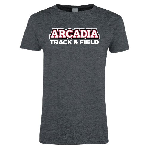  Womens Dark Heather Short Sleeve Tee - Track and Field Word Mark