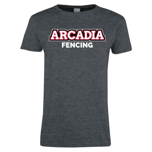  Womens Dark Heather Short Sleeve Tee - Fencing Wordmark