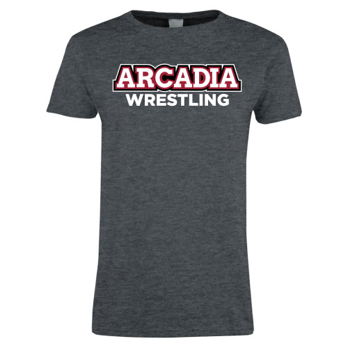  Womens Dark Heather Short Sleeve Tee - Wrestling Wordmark