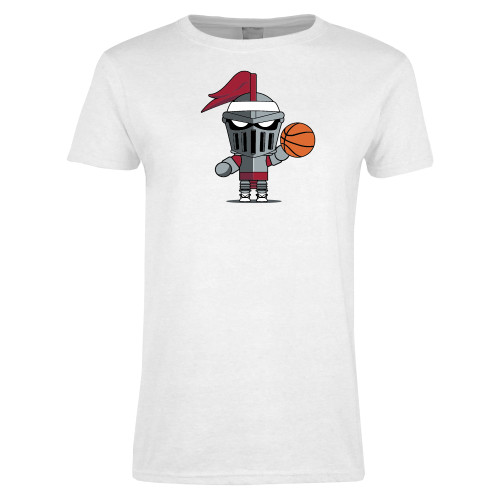  Womens White Short Sleeve Tee - Arcadia Mini Knight Basketball