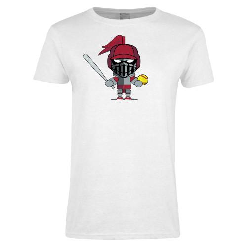  Womens White Short Sleeve Tee - Arcadia Mini Knight Softball