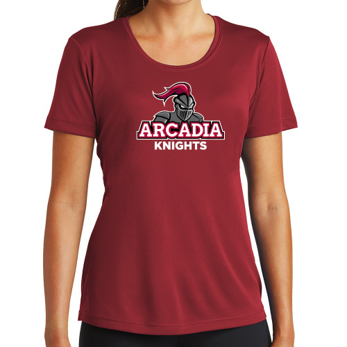  Womens Cardinal Performance Short Sleeve Tee - Arcadia Knights Stacked