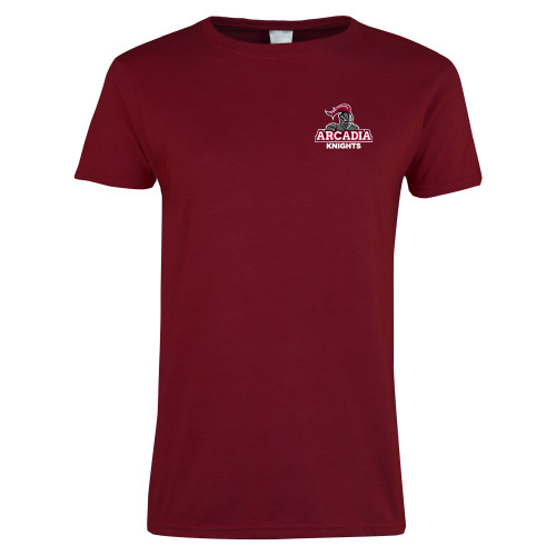 Next Level Womens Cardinal Short Sleeve Tee - Arcadia Knights Stacked