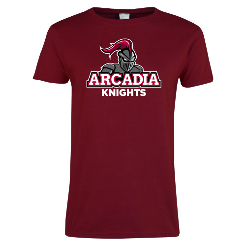  Next Level Womens Cardinal Short Sleeve Tee - Arcadia Knights Stacked