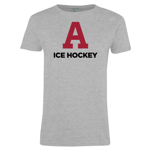  Womens Grey Short Sleeve Tee - Arcadia Ice Hockey