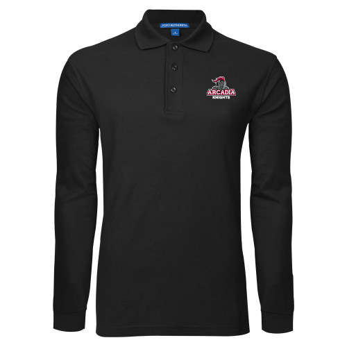  Black Long Sleeve Polo - Arcadia Knights Stacked