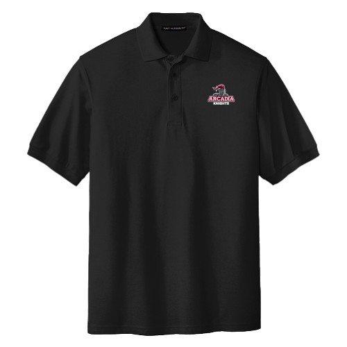  Extended Black Silk Touch Polo - Arcadia Knights Stacked PLUS