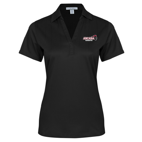  Womens Black Performance Fine Jacquard Polo - Official Logo