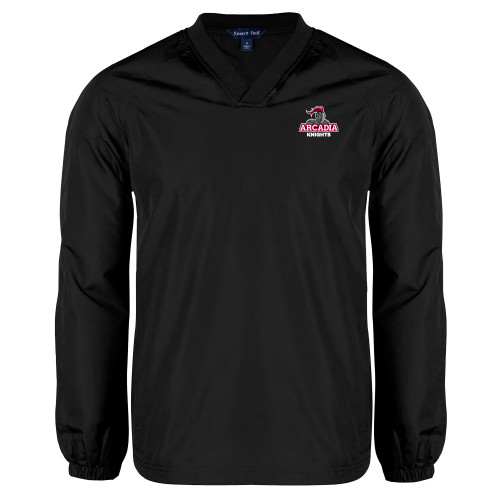  Black V Neck Raglan Windshirt - Arcadia Knights Stacked