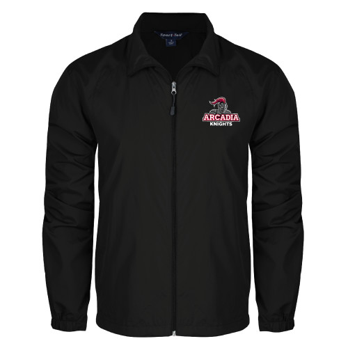  Black Full Zip Wind Jacket - Arcadia Knights Stacked