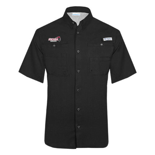  Columbia Black Tamiami Performance Short Sleeve Shirt - Official Logo