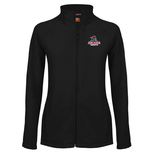  Womens Black Fleece Full Zip Jacket - Arcadia Knights Stacked