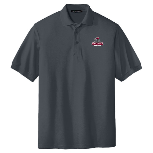  Extended Charcoal Silk Touch Polo - Arcadia Knights Stacked PLUS