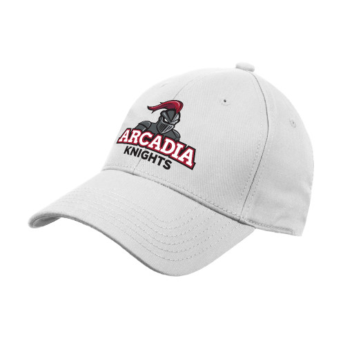  White Structured Adjustable Pro Style Hat - Arcadia Knights Stacked